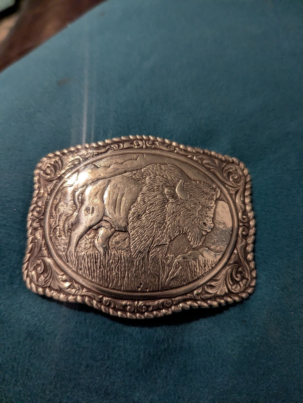 Silver-Tone Buffalo Western Belt Buckle - Men - Picture 3 of 4